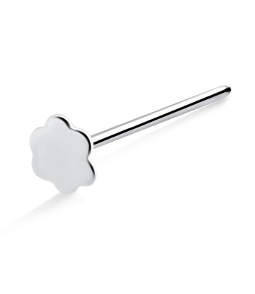 Flower Flat Shaped Silver Straight Nose Stud NSKA-08